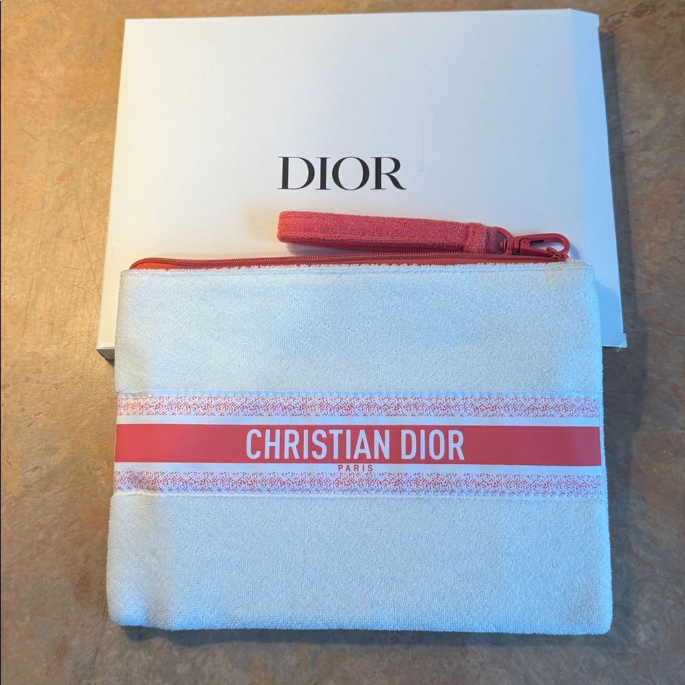 Dior White and Pink Beauty Pouch